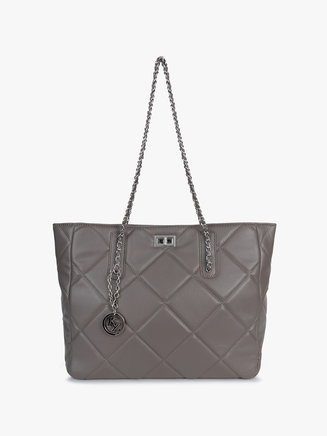 

Kazo Quilted PU Structured Shoulder Bag, Grey