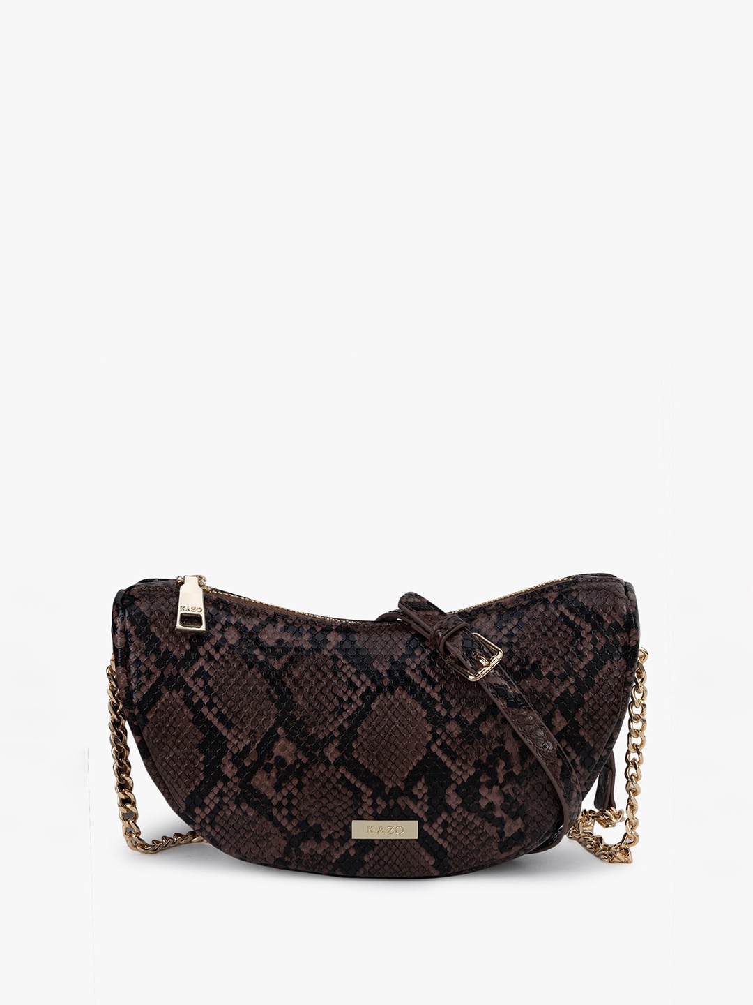 

Kazo Animal Printed Half Moon Sling Bag, Brown