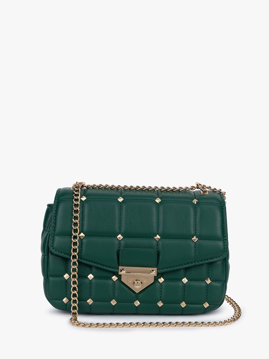 

Kazo Embellished PU Structured Sling Bag, Green