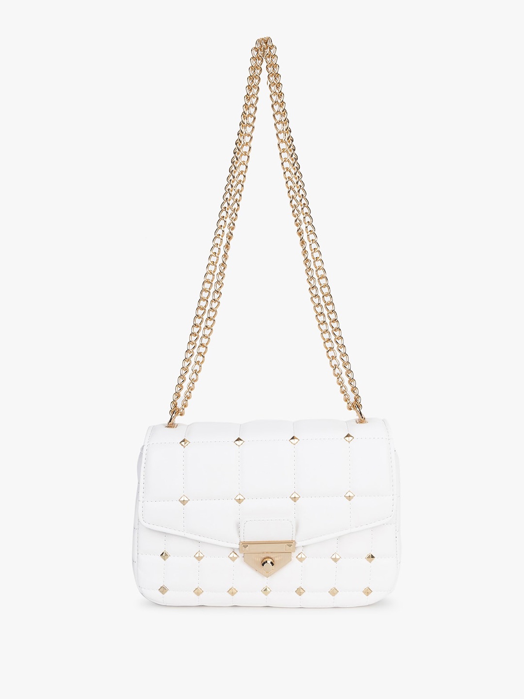 

Kazo Embellished Quilted Detail Structured Sling Bag, White