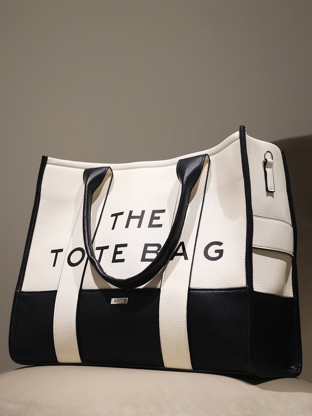 

Kazo Typography Printed Structured Tote Bag, Off white