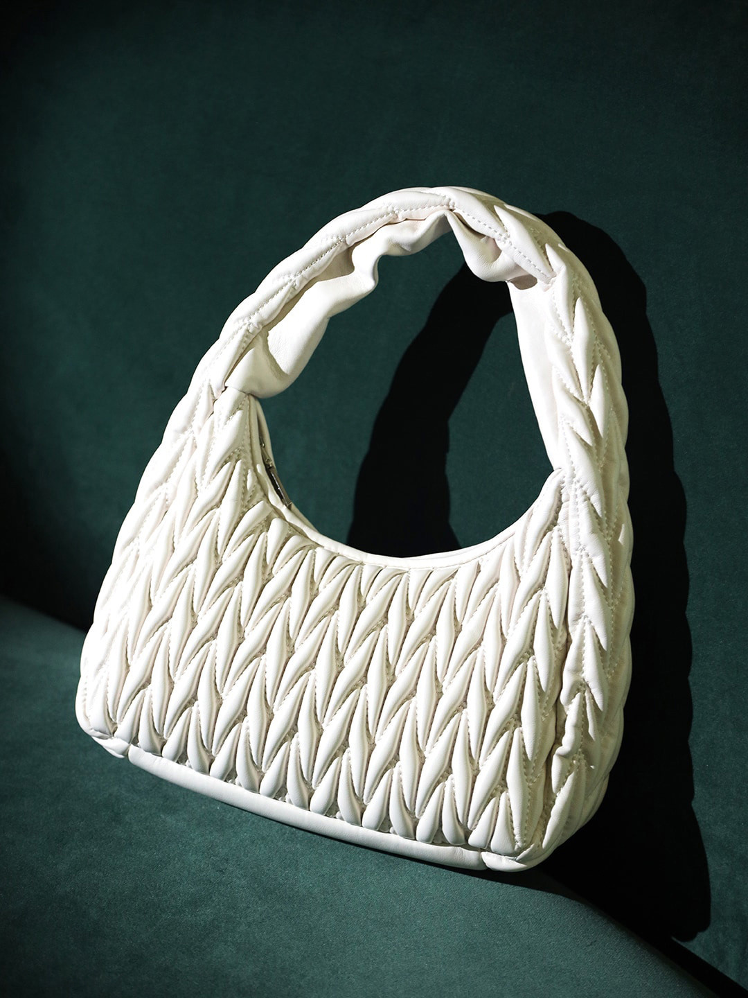

Kazo Quilted PU Structured Handheld Bag, Off white