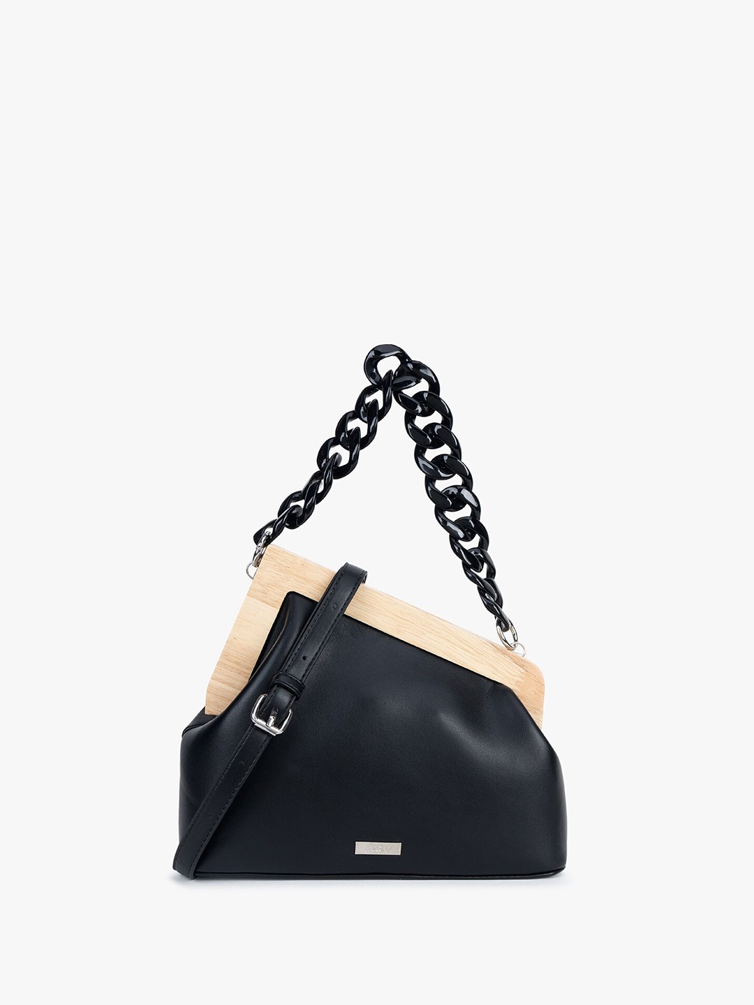 

Kazo Asymmetric Box Clutch, Black