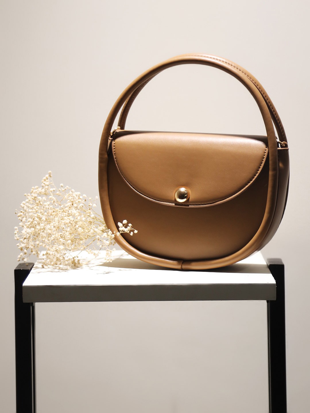 

Kazo Textured Half Moon Handheld Bag, Brown