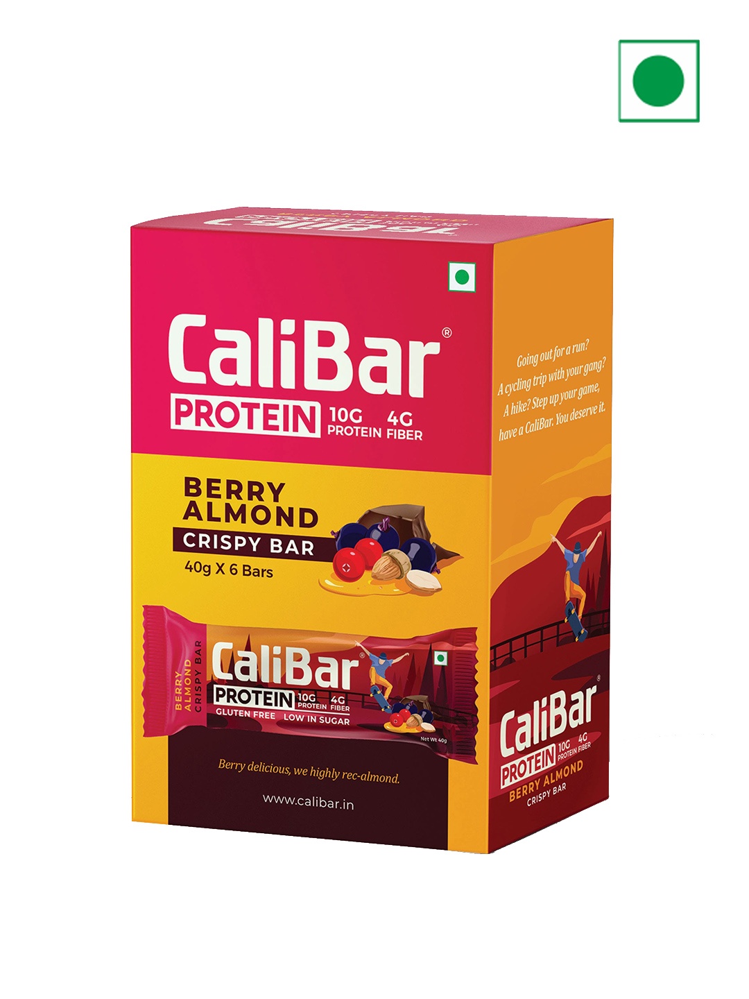 

CaliBar Set Of 6 Berry Almond Crispy Protein Bar -240g, Yellow