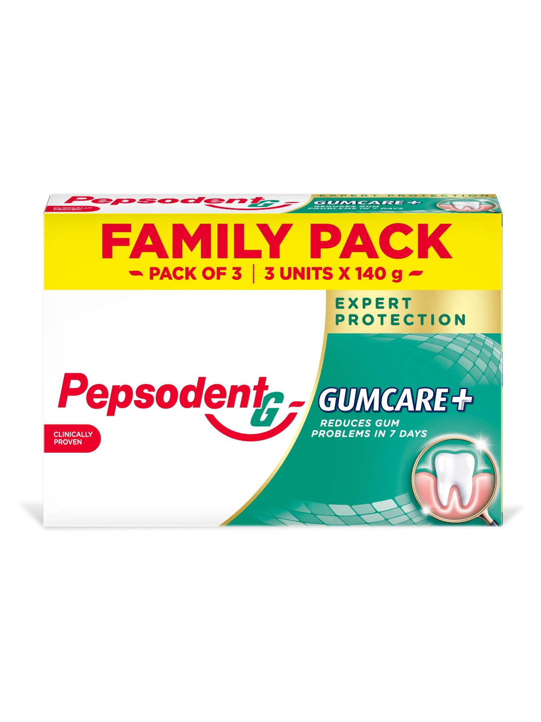 

Pepsodent Set Of 3 Gumcare+ Toothpaste To Reduce Gum Problems - 140g Each, Green