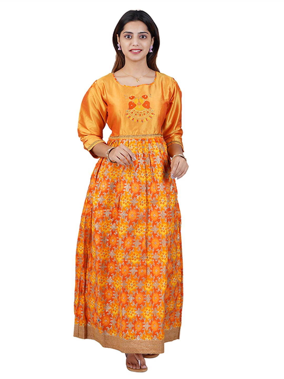 

BAESD Girls Embroidered Ethnic Maxi Dress, Yellow