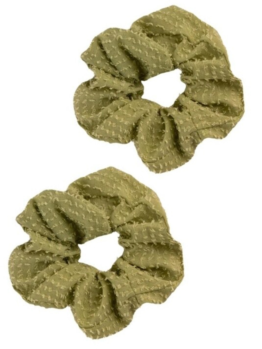Lulala Set Of 2 Embellished Fabric Ponytail Holders, Green