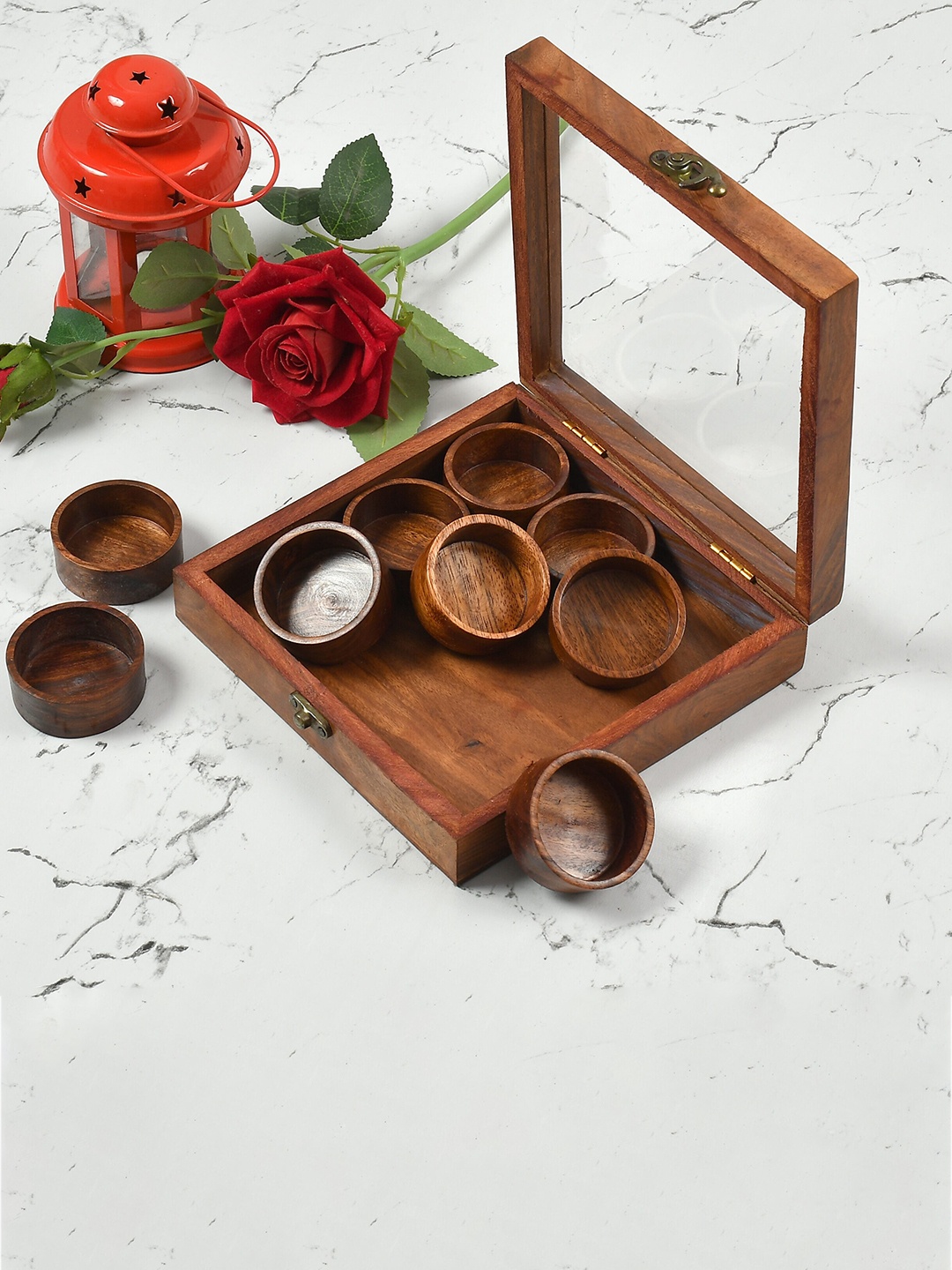 

CLIO'S HERITAGE STORE Brown Wooden Spice Box