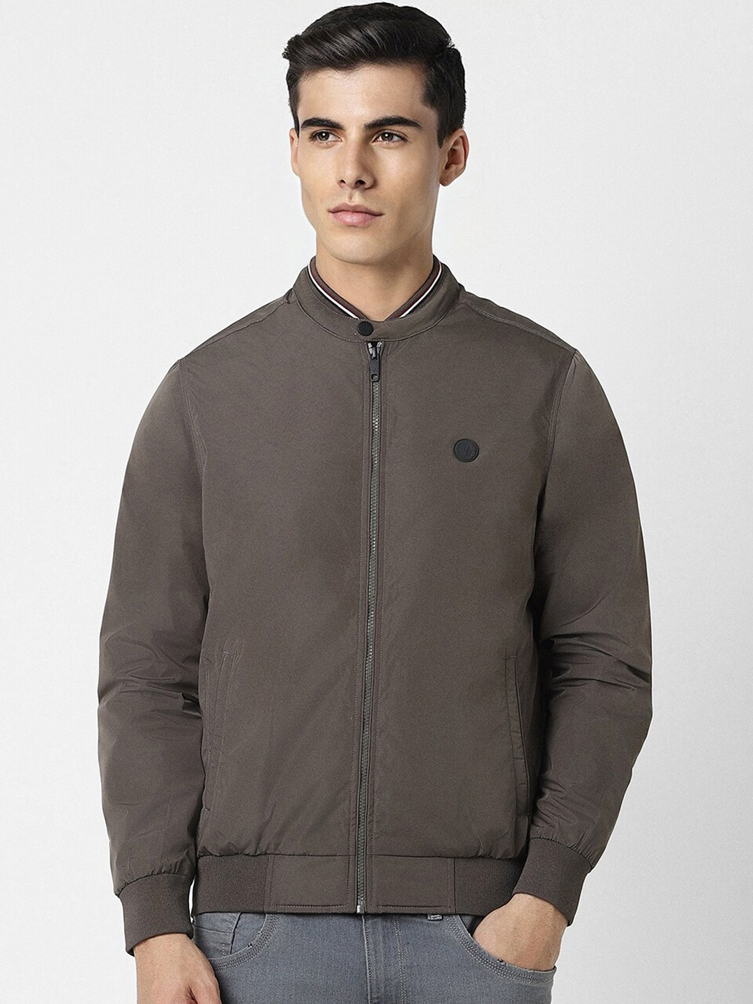 

Van Heusen Sport Stand Collar Pure Cotton Bomber Jacket, Brown