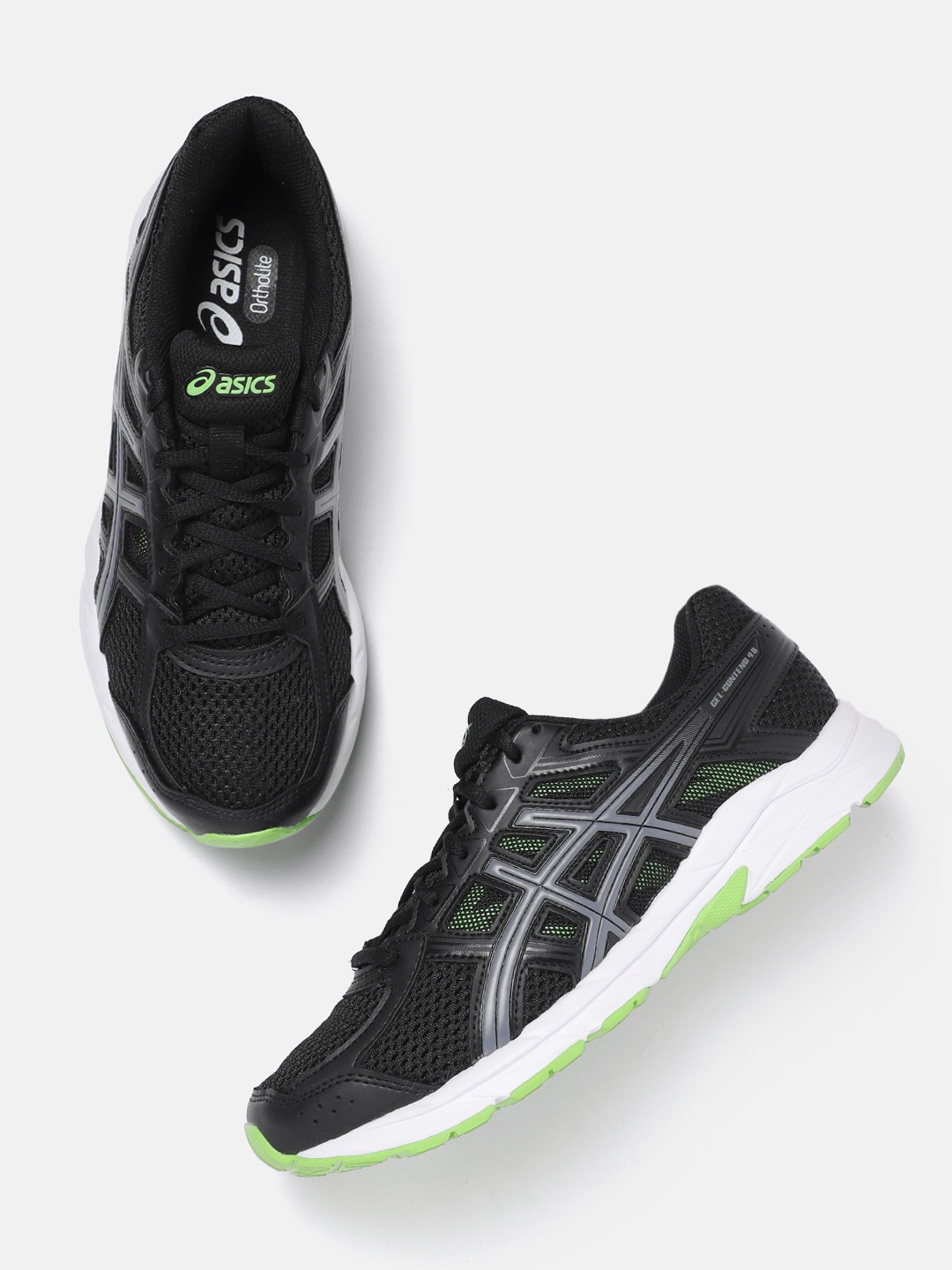 

ASICS Men Woven Design Round-Toe GEL-CONTEND 4B Running Shoes with Brand Logo Detail, Black