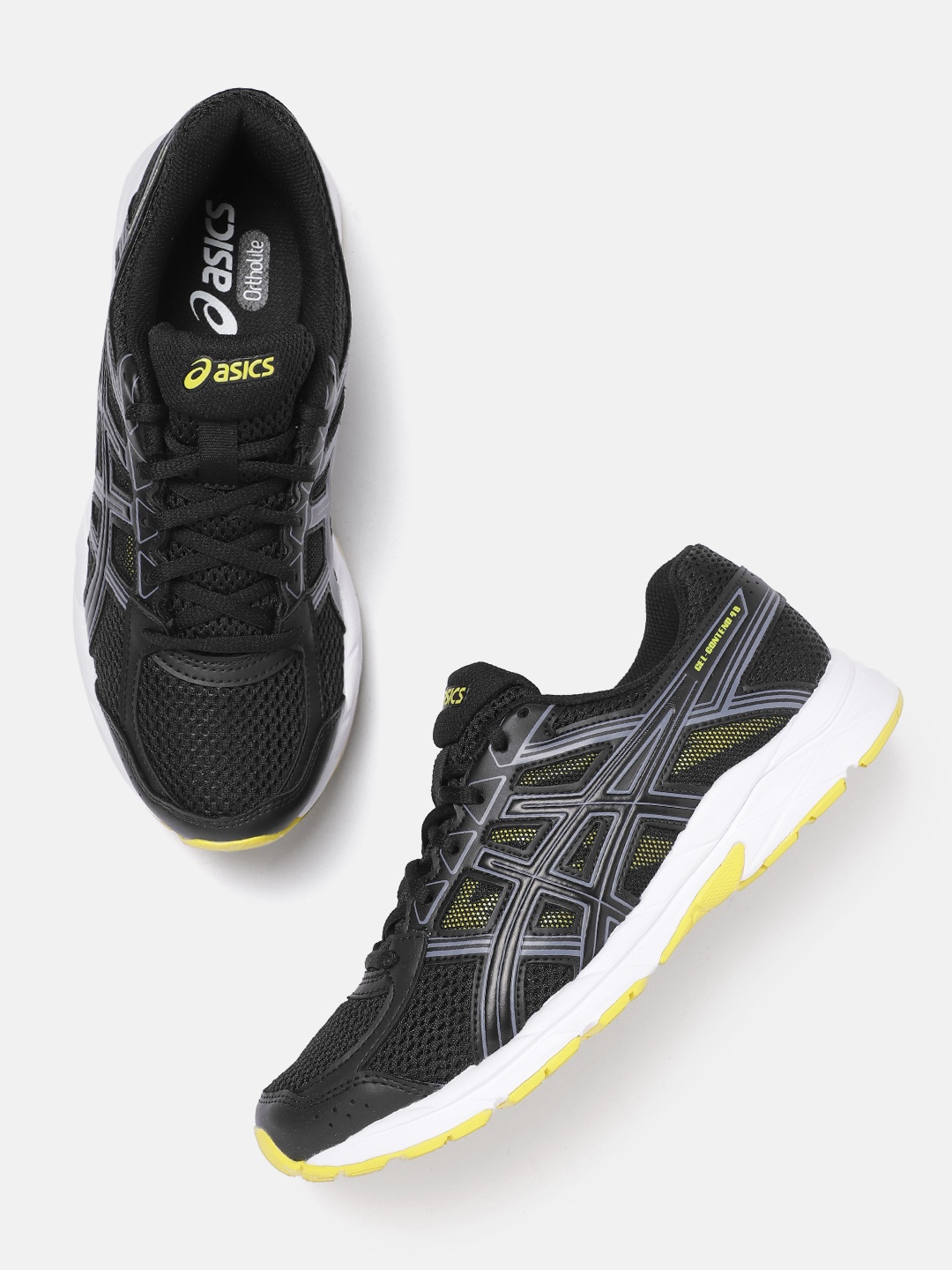 

ASICS Men Woven Design Round-Toe GEL-CONTEND 4B Running Shoes with Brand Logo Detail, Black