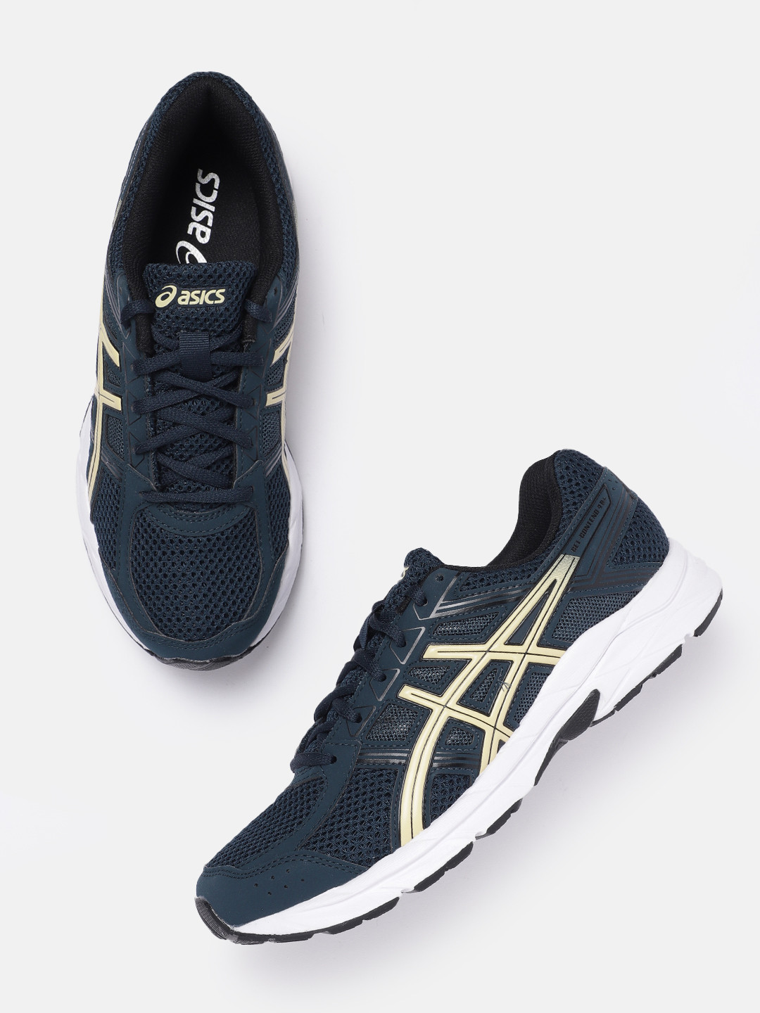 

ASICS Men Woven Design Round-Toe GEL-CONTEND 4B+ Running Shoes with Brand Logo Detail, Navy blue