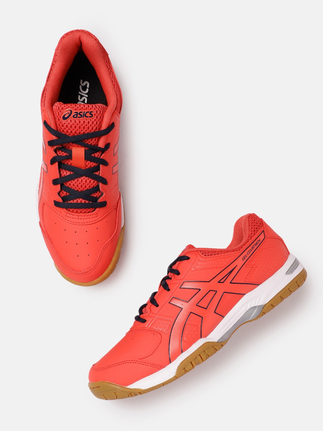 

ASICS Men Woven Design Round-Toe Gel-Courtmov Tennis Shoes with Brand Logo Detail, Red