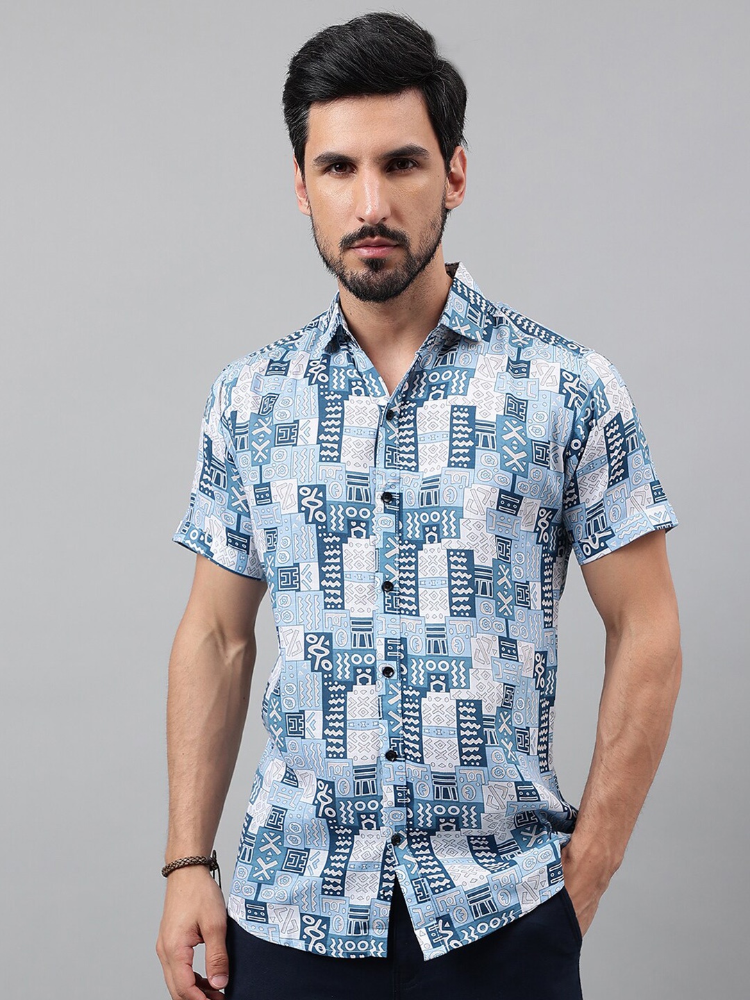 

Voroxy New Fit Graphic Printed Casual Shirt, Blue