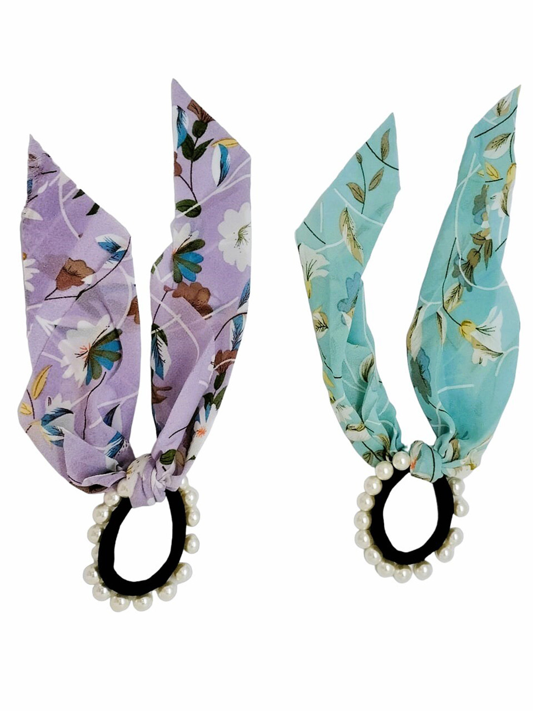

FEMMIBELLA Set Of 2 Embellished Ponytail Holders, Green