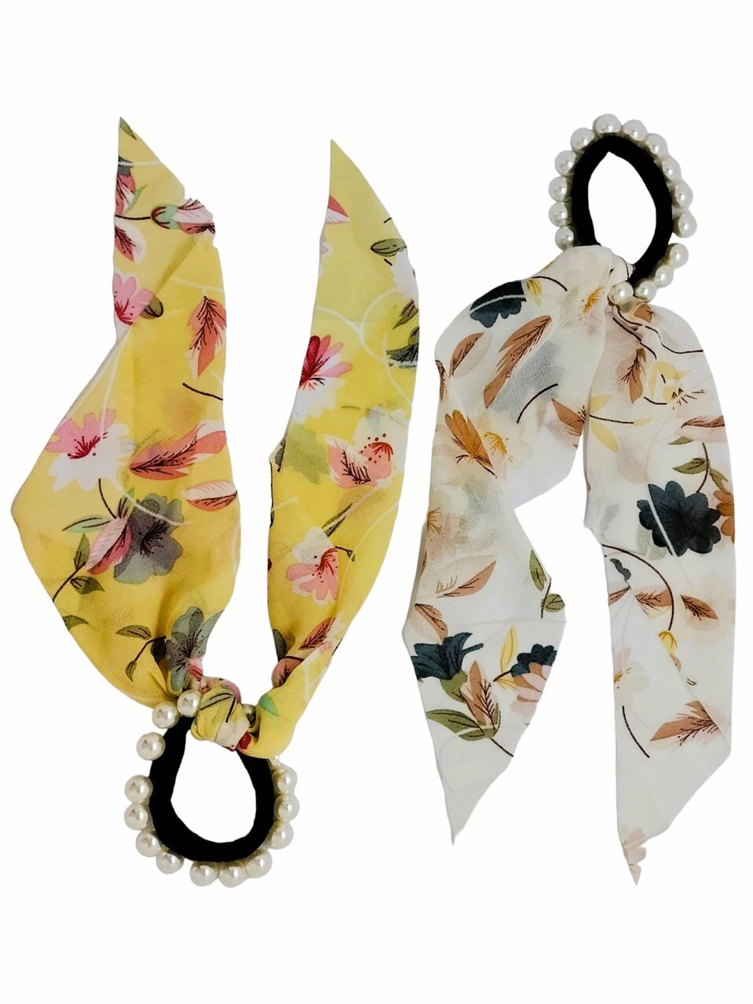 

FEMMIBELLA Set of 2 Embellished Ponytail Holders, Yellow