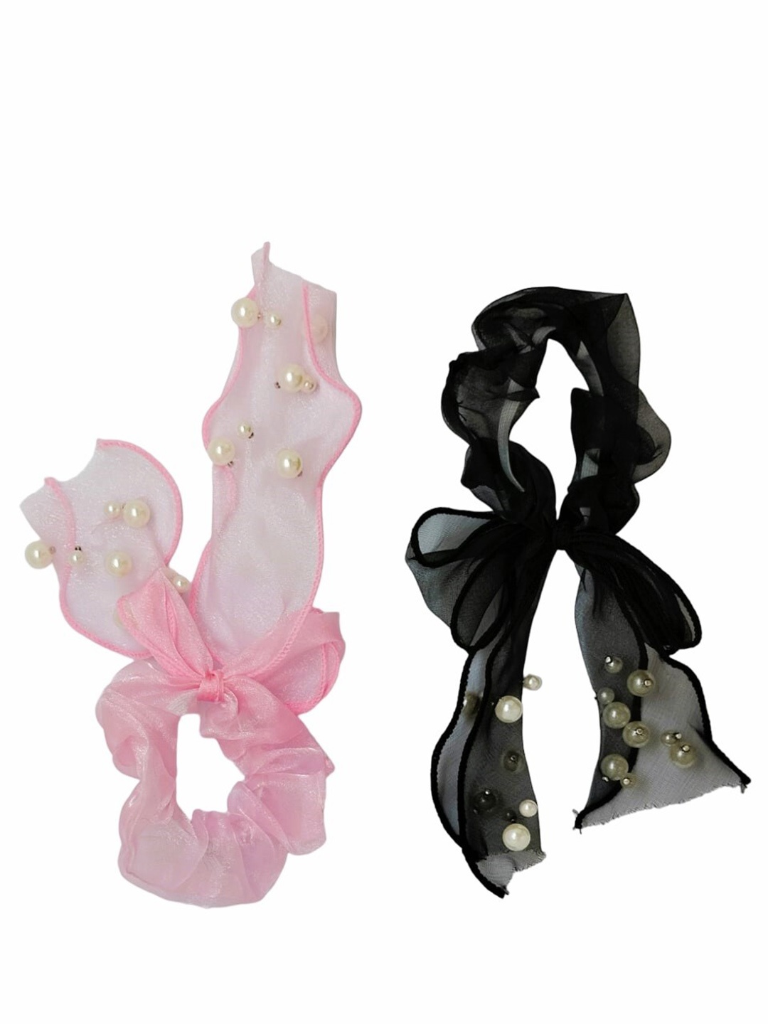 

FEMMIBELLA Set of 2 Embellished Ponytail Holders, Pink
