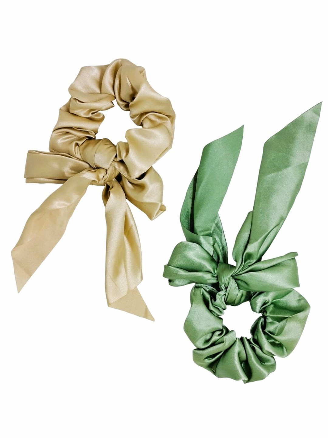 

FEMMIBELLA Set of 2 Satin Ponytail Holders, Green