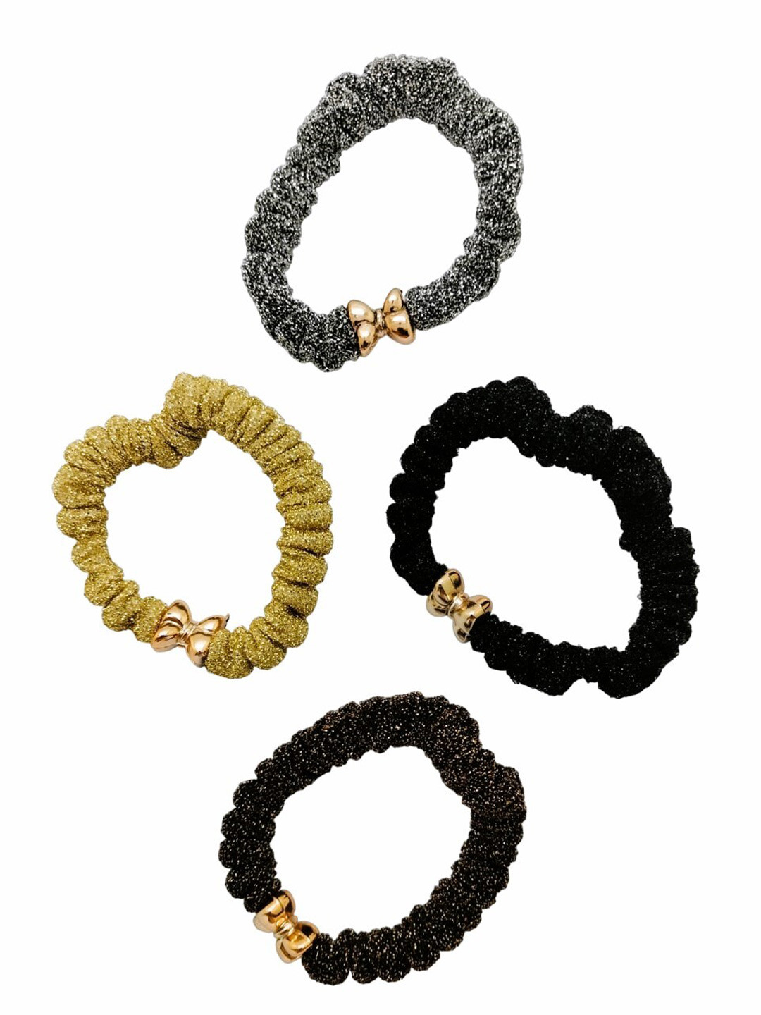 

FEMMIBELLA Set of 4 Ponytail Holders, Black