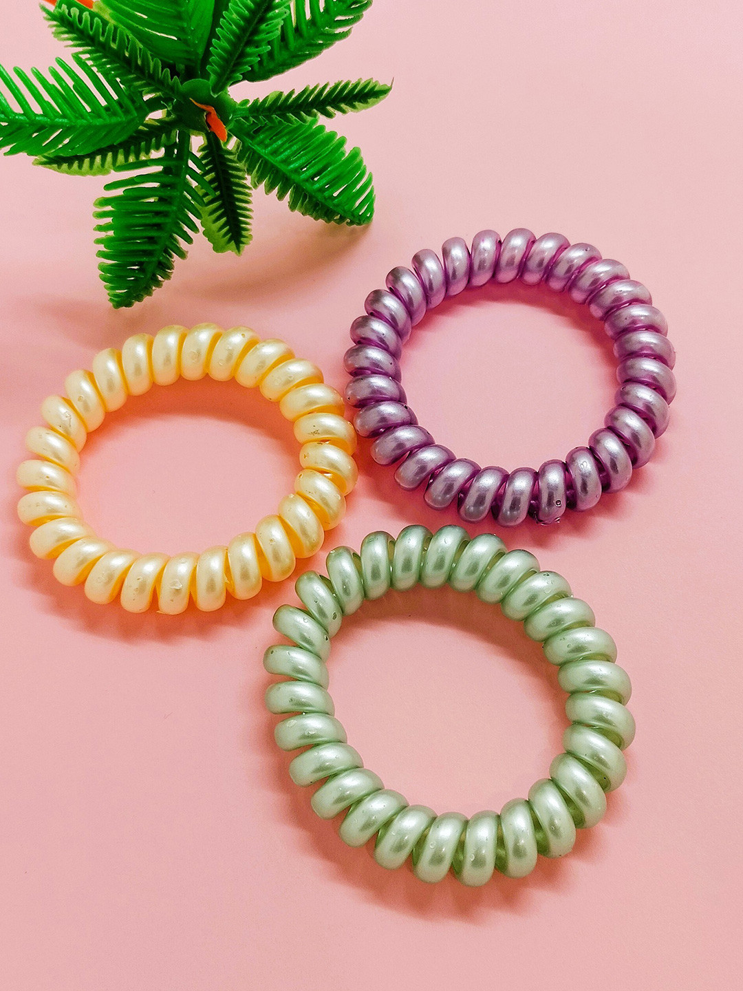 

FEMMIBELLA Set of 3 Ponytail Holders, Green