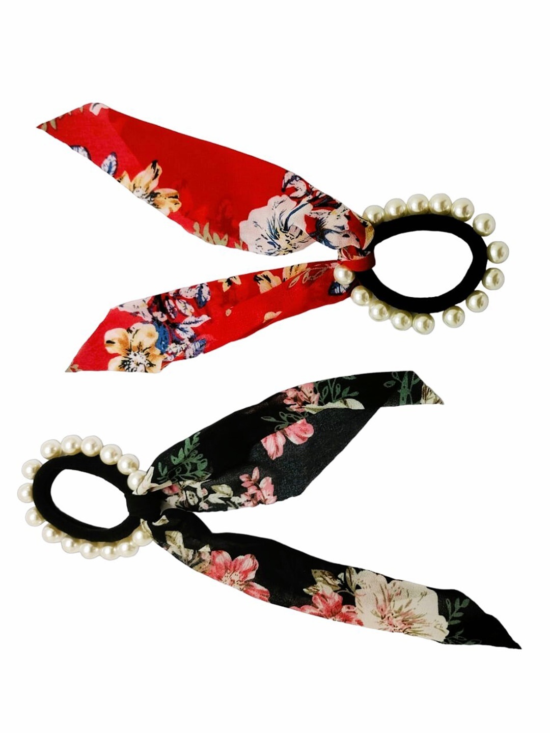

FEMMIBELLA Set of 2 Embellished Ponytail Holders, Black