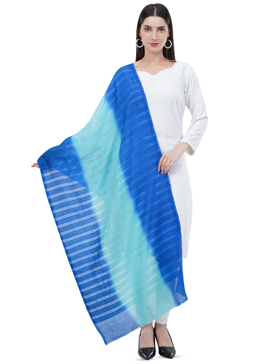 

Rhe-Ana Tie & Dye Woollen Stole, Blue