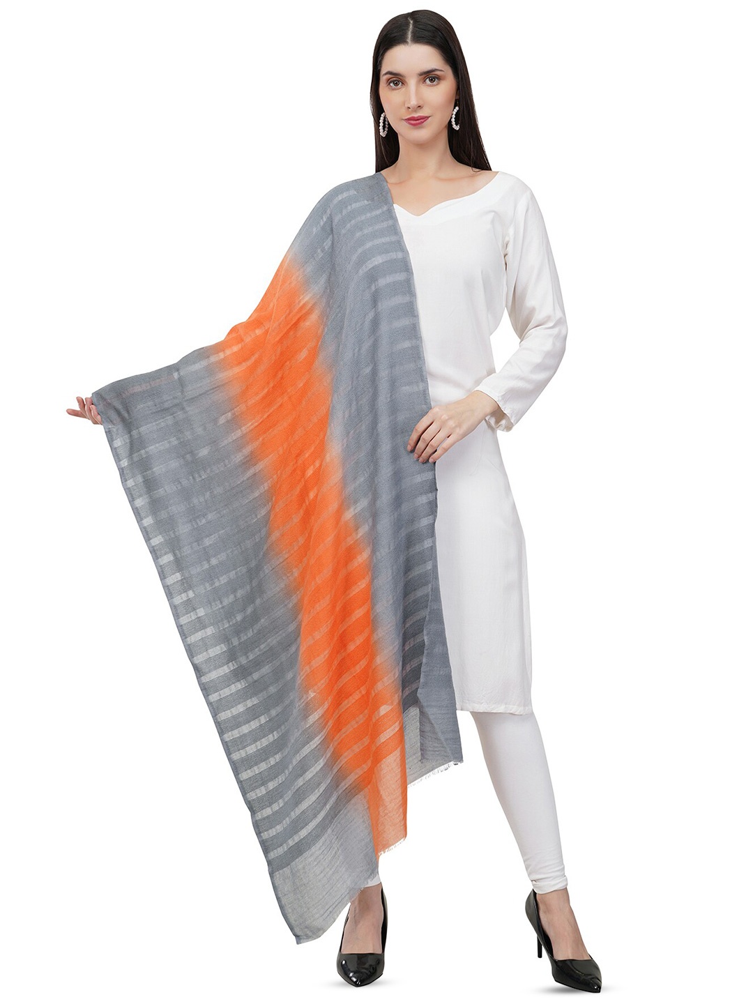 

Rhe-Ana Tie & Dye Woollen Stole, Grey