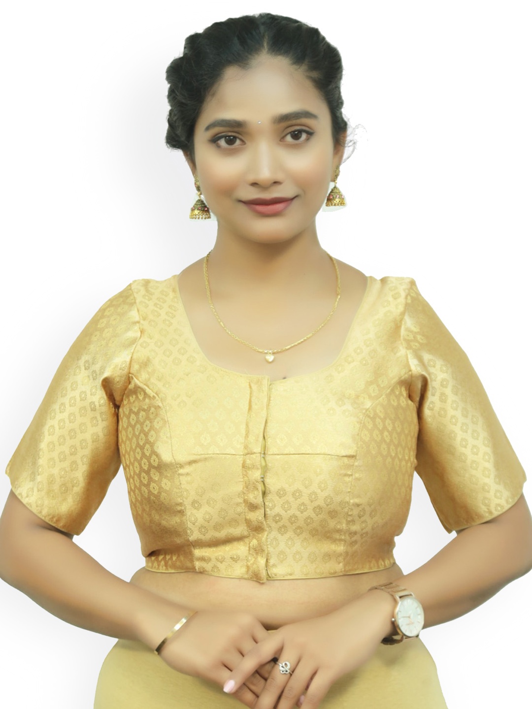 

PUSHKARA Woven Designed Saree Blouse, Gold