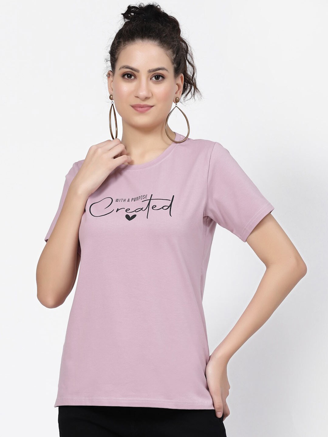 

Prag & Co Typography Printed Antimicrobial Cotton T-shirt, Lavender