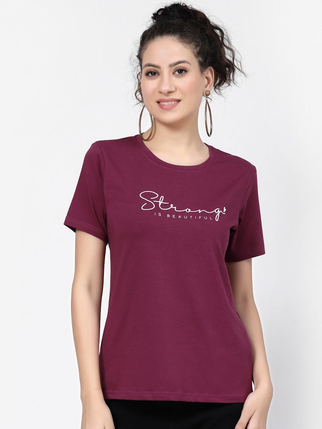 

Prag & Co Typography Printed Antimicrobial Cotton T-shirt, Magenta