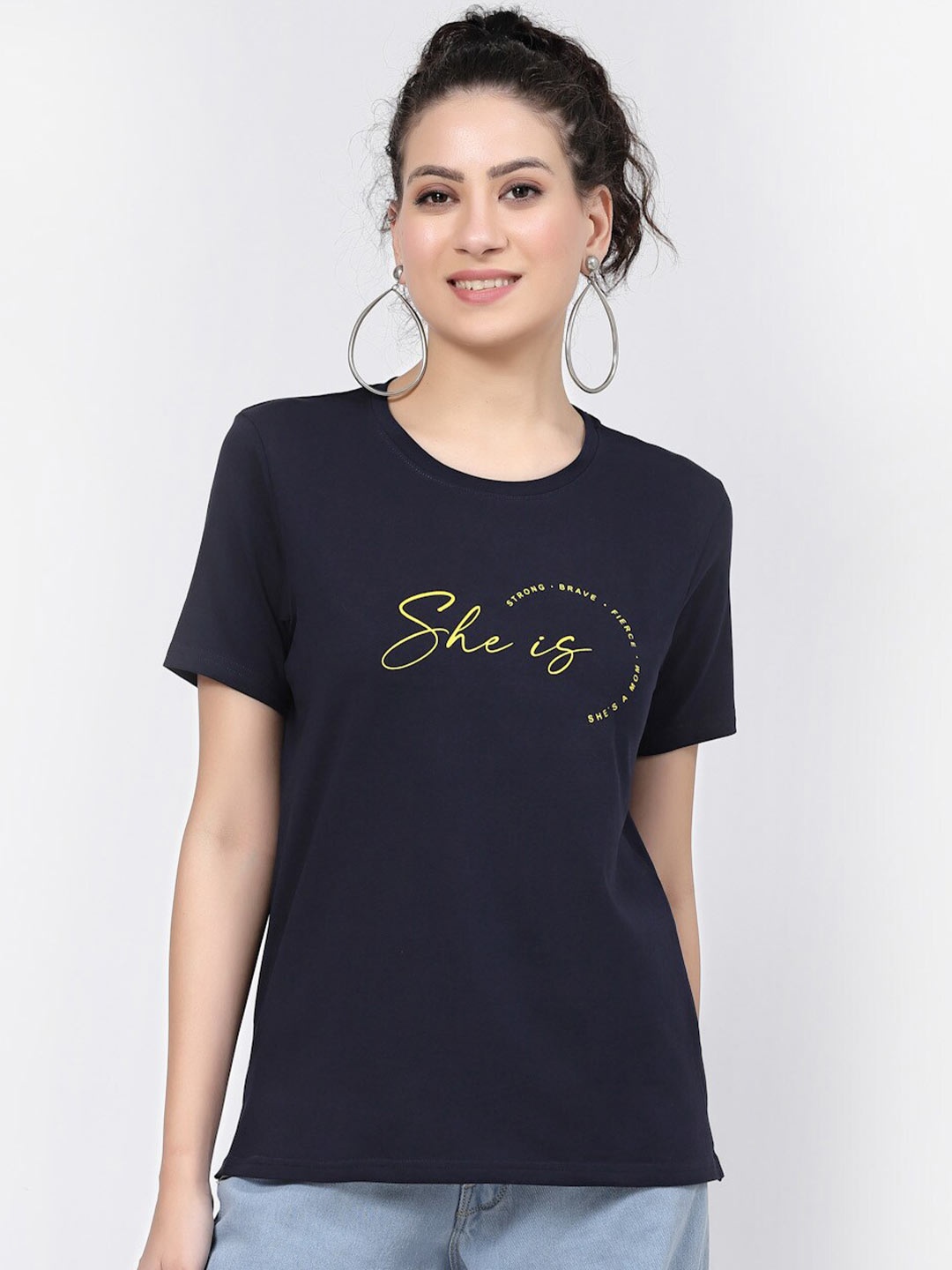 

Prag & Co Typography Printed Antimicrobial Cotton T-shirt, Navy blue