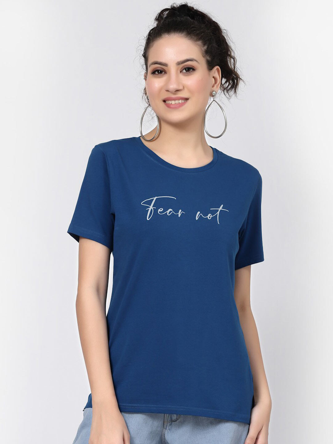 

Prag & Co Typography Printed Antimicrobial Cotton T-Shirt, Blue