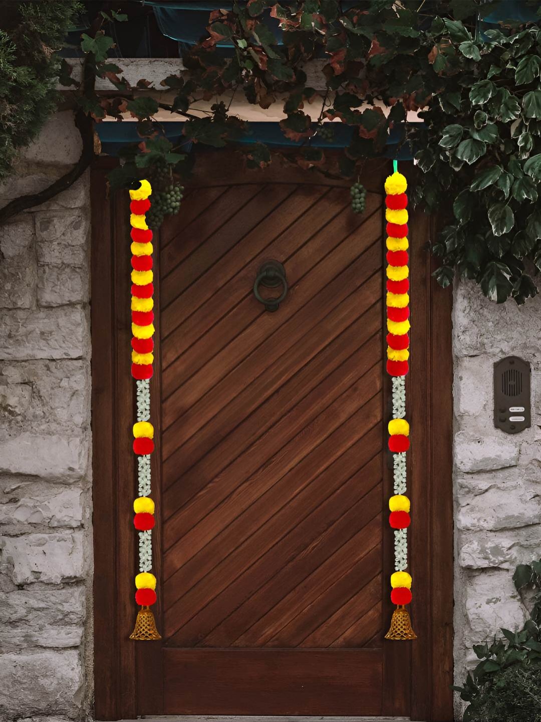 

iHandikart Yellow & Red 2 Pieces Hanging Marigold Artificial Garlands