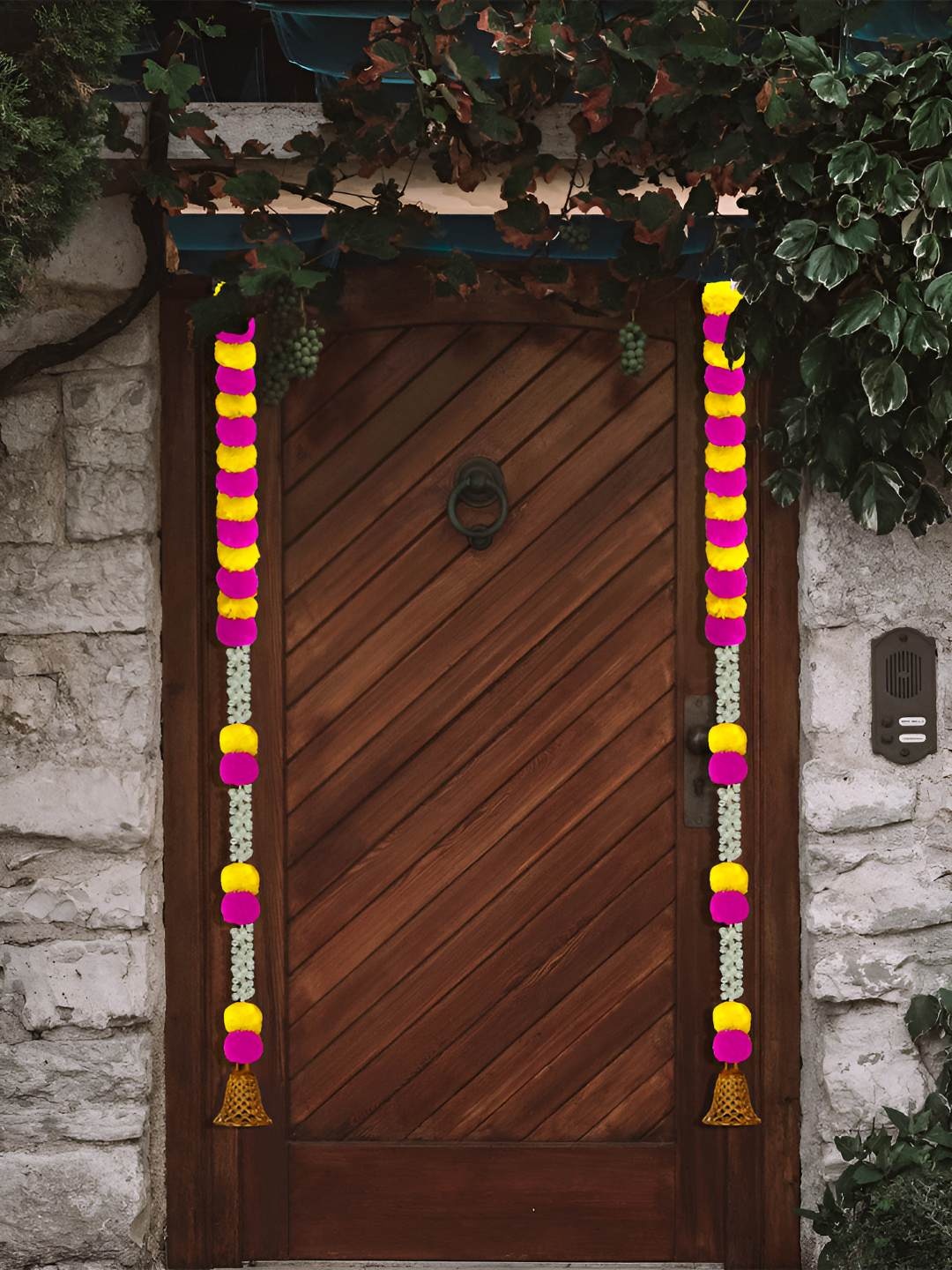 

iHandikart Pink & Yellow 2 Pieces Hanging Marigold Artificial Garland