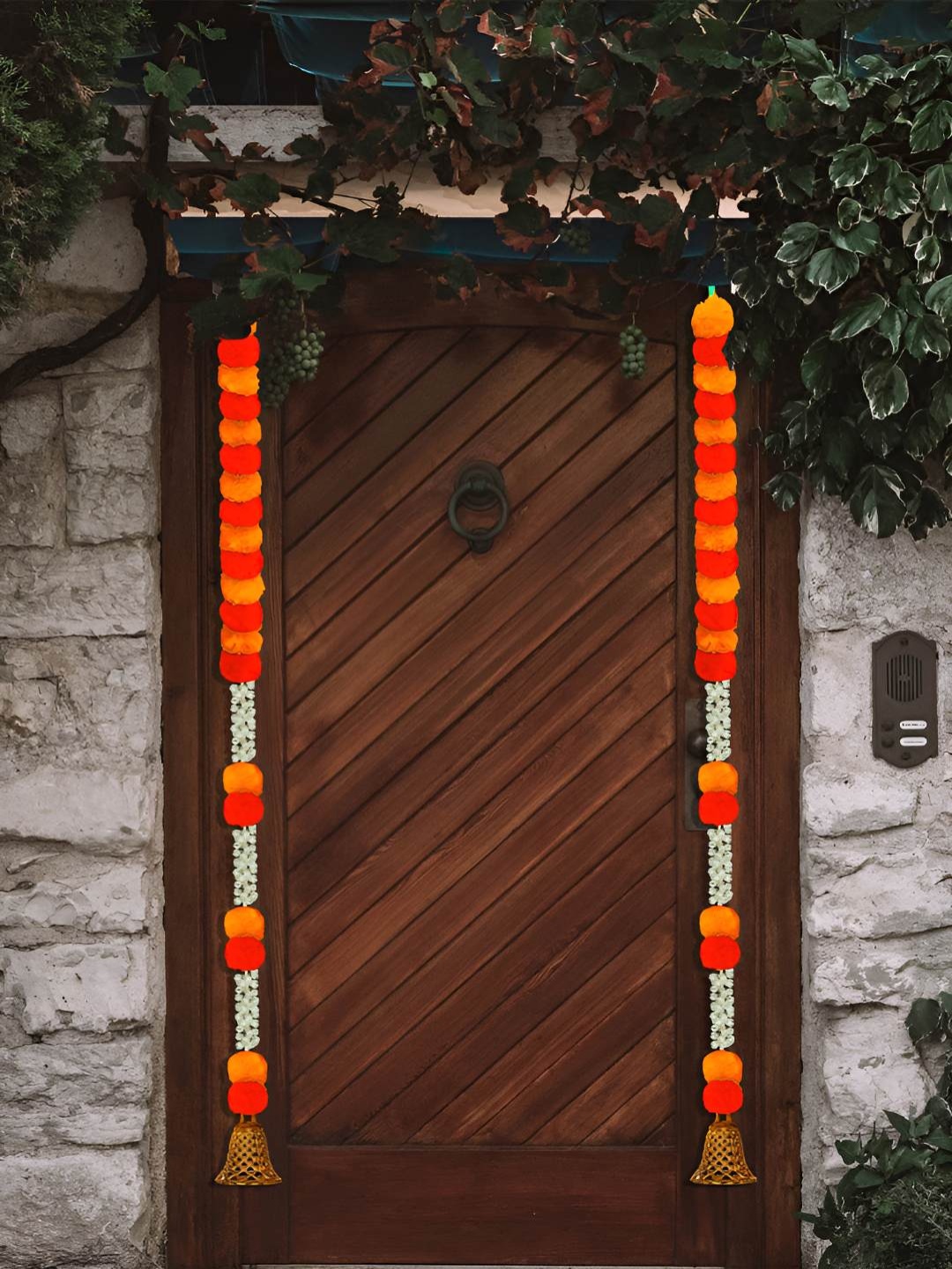 

iHandikart Orange 15 Pieces Hanging Marigold Artificial Garlands