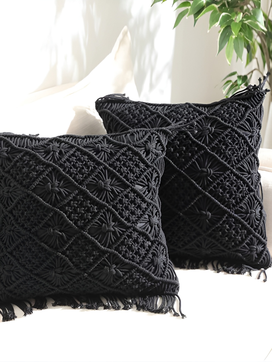 

Textile and Beyond Black 2 Pieces Square Cushion Covers