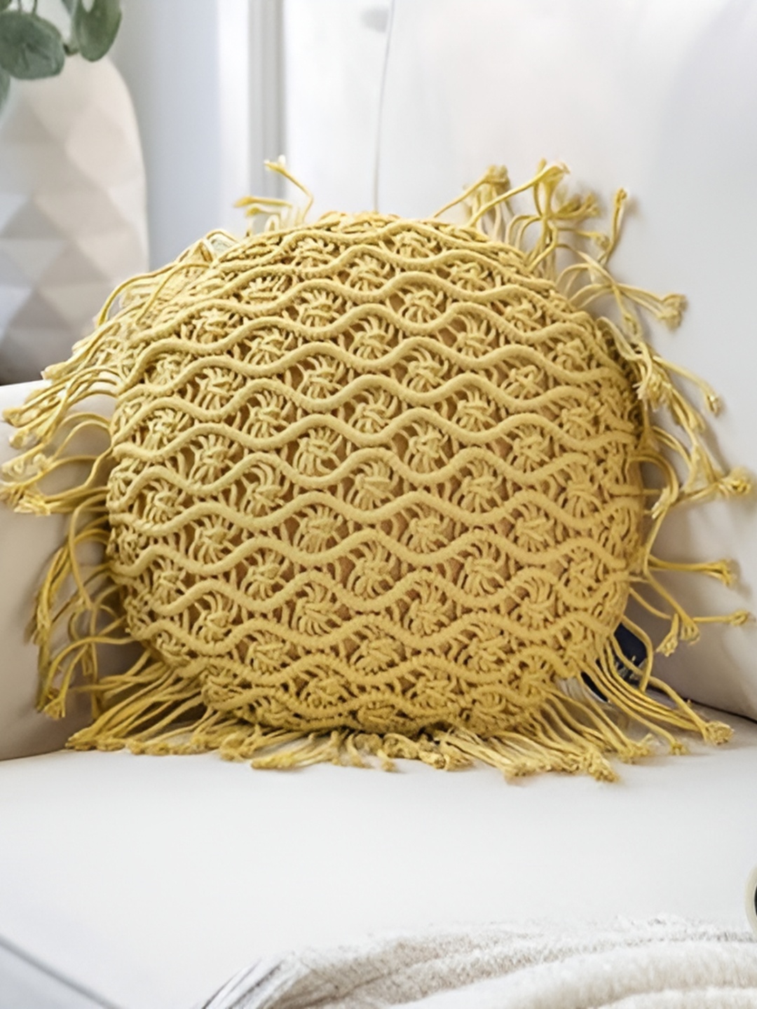 Textile and Beyond Yellow Round Cushion Covers