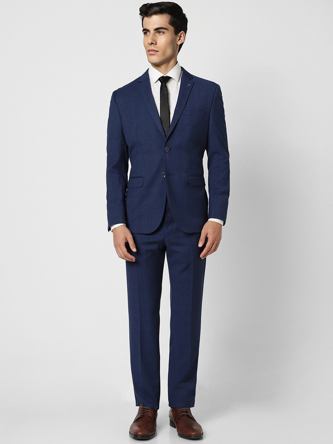 

Van Heusen Checked Single-Breasted Slim-Fit Two-Piece Formal Suit, Blue