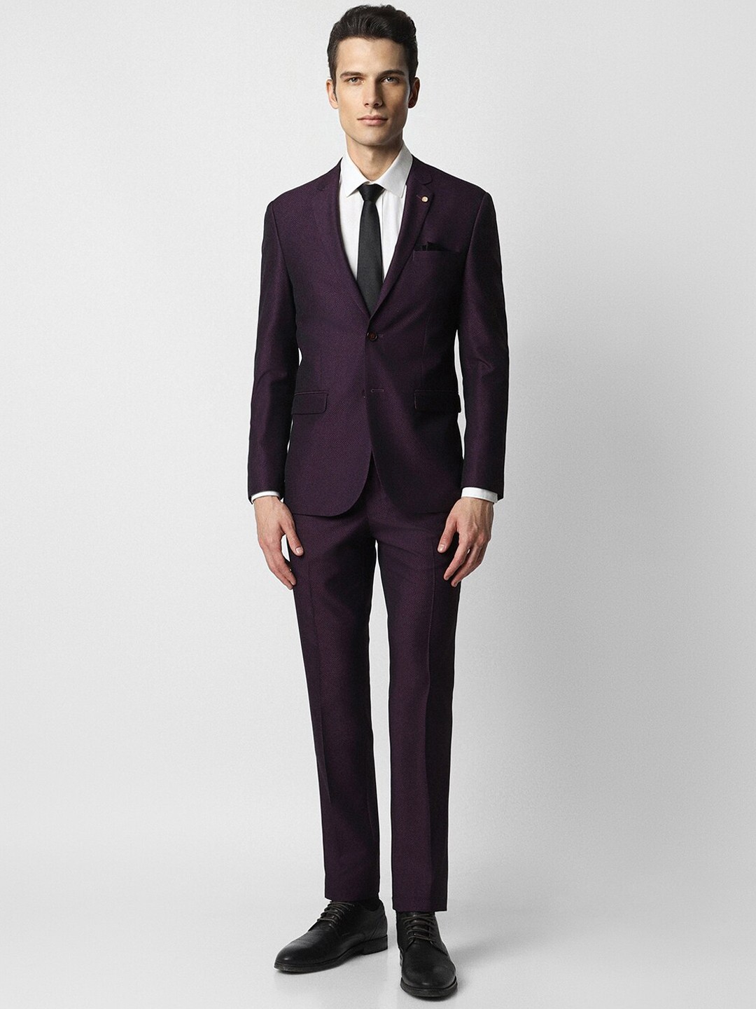

Van Heusen Self-Design Single-Breasted Slim-Fit Two-Piece Formal Suit, Purple