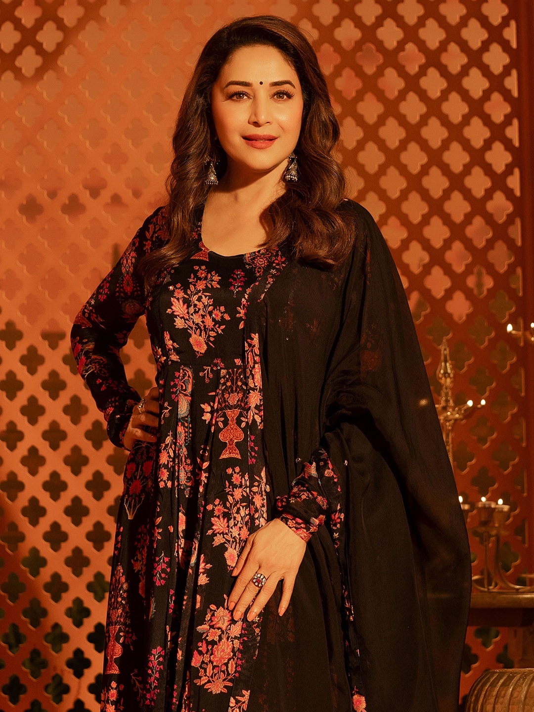 

Jaipur Kurti Ethnic Motifs Printed Kurta With Churidar & Dupatta, Black