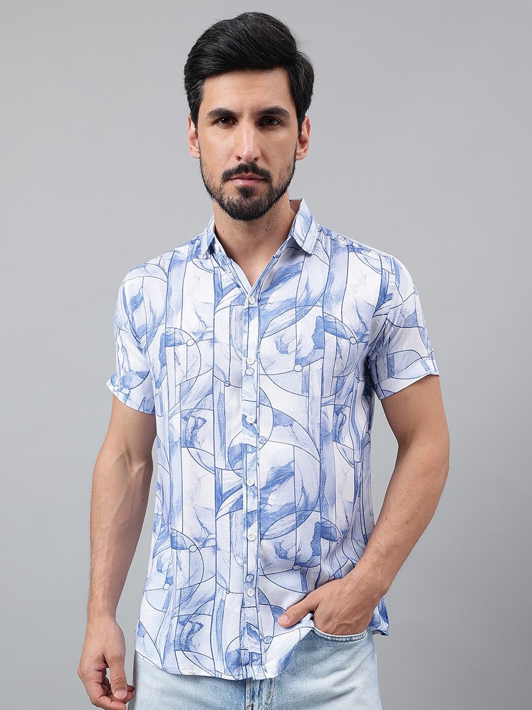 

Voroxy Conversational Printed Casual Shirt, Blue