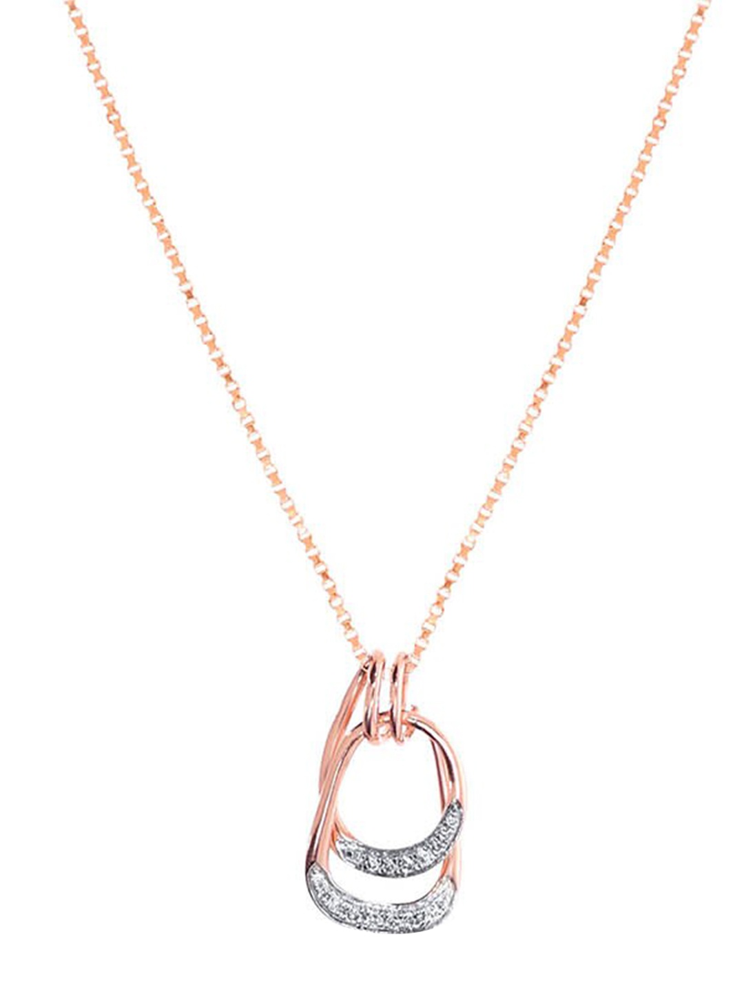 

SENCO 14KT Rose Gold Overlapped Poise Diamonds Studded Pendant-3.8 gm
