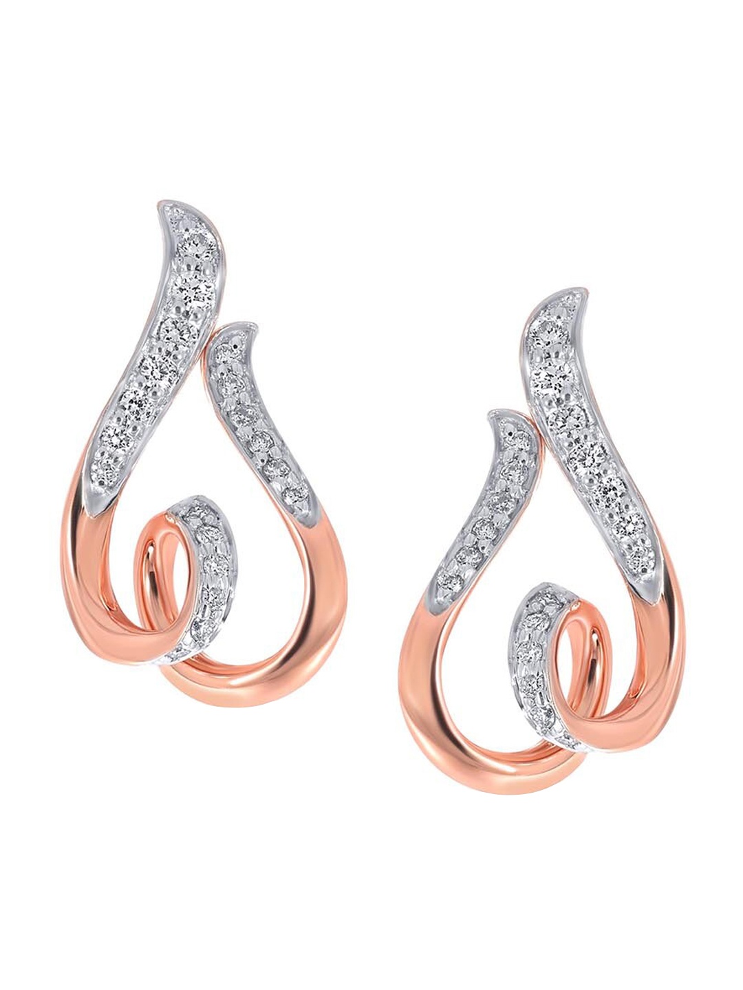 

SENCO 14KT Rose Gold Diamond Studded Stud Earrings-2.2gm