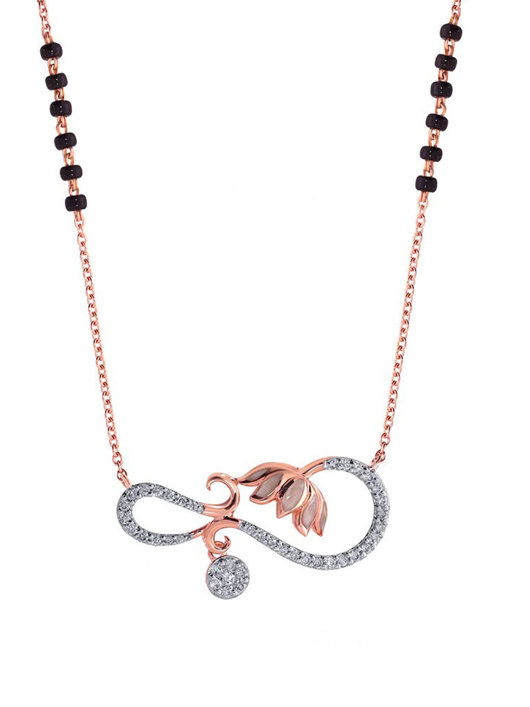 

SENCO 14KT Gold Serene Swan Diamonds Studded Pendant-3.4 gm, Pink