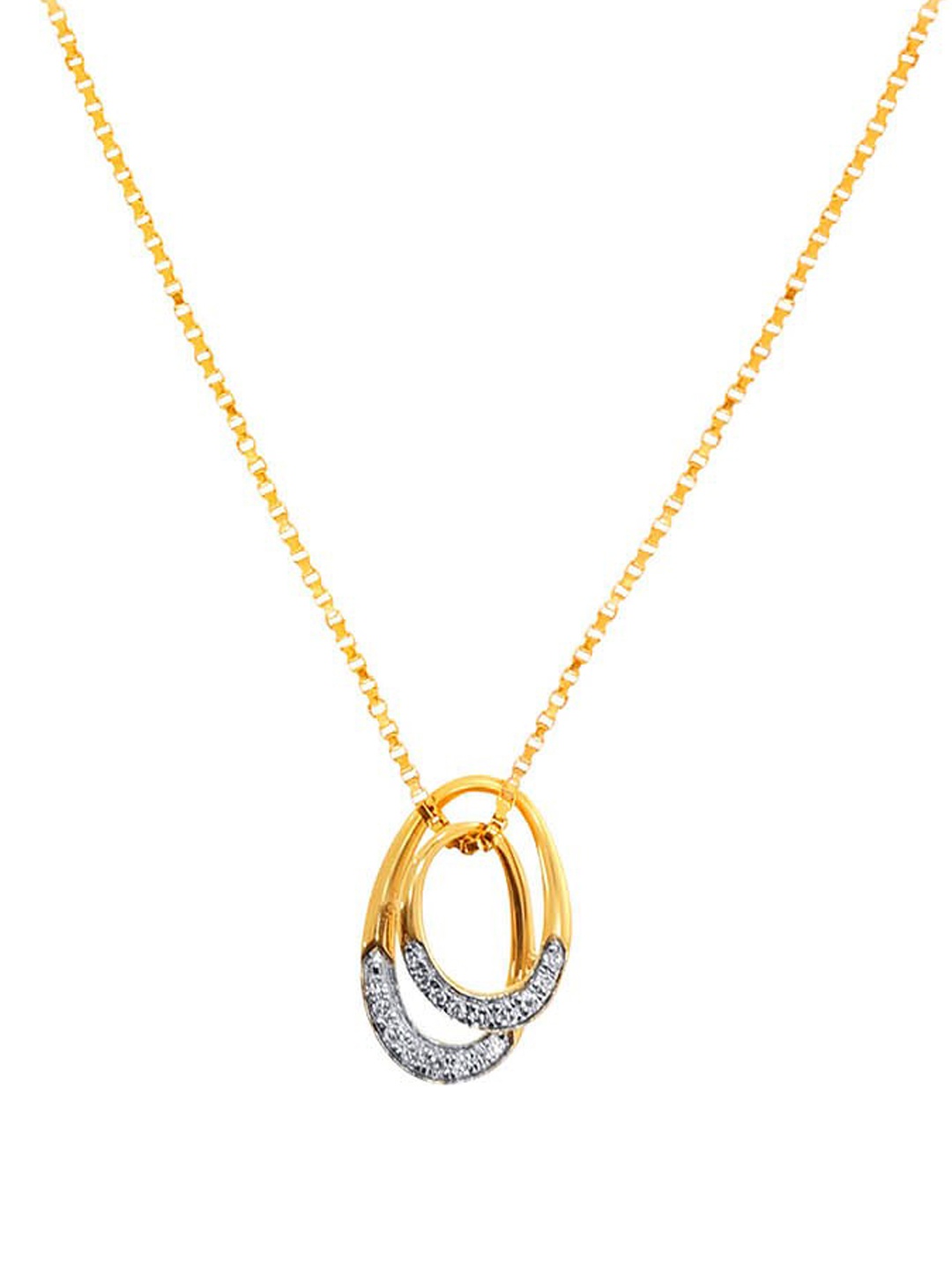 

SENCO 14KT Gold Spiral Curves Diamonds Studded Pendant-4.0 gm, Yellow
