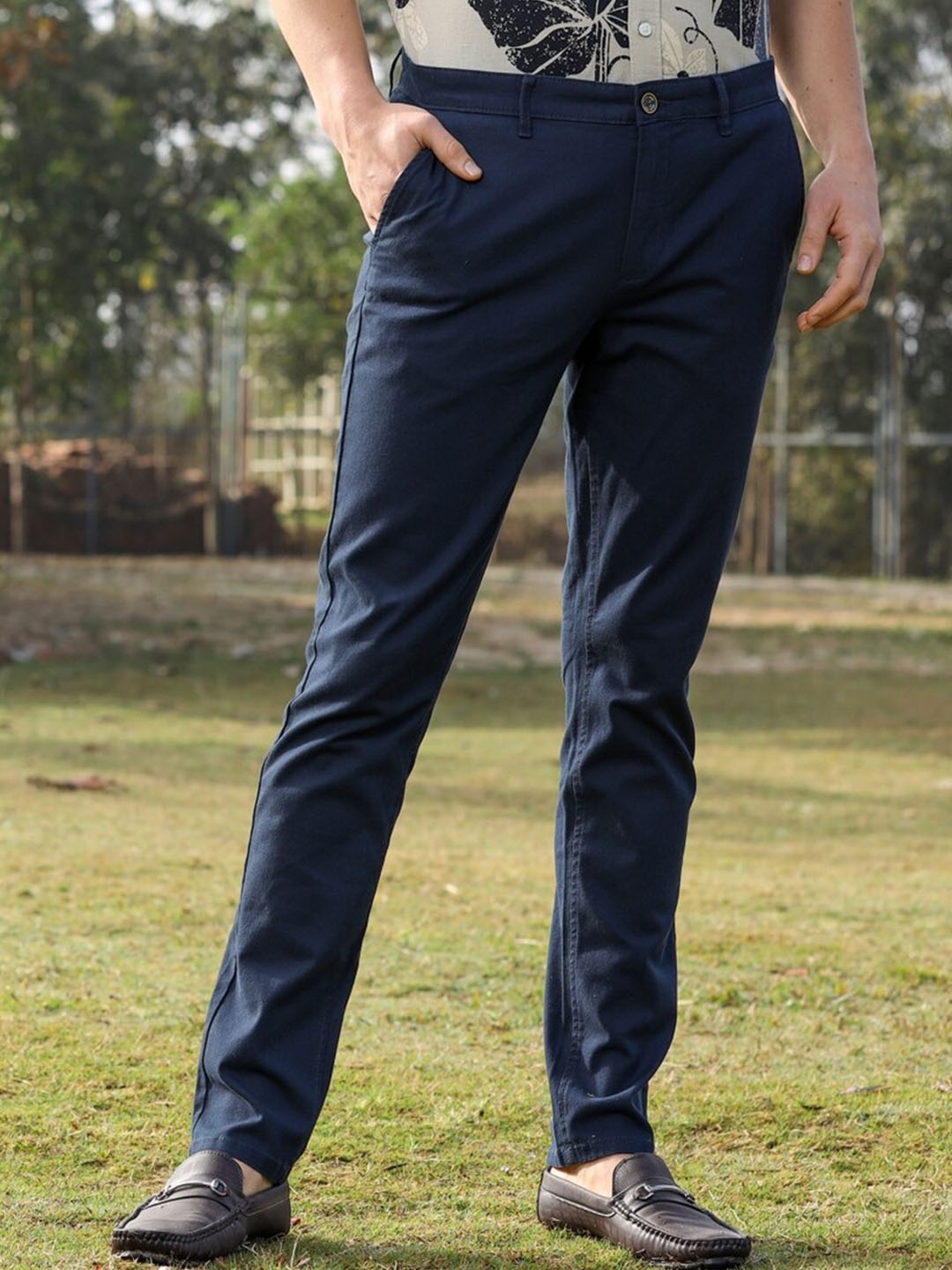 Melvin Jones Men Comfort Mid-Rise Trouser, Navy blue