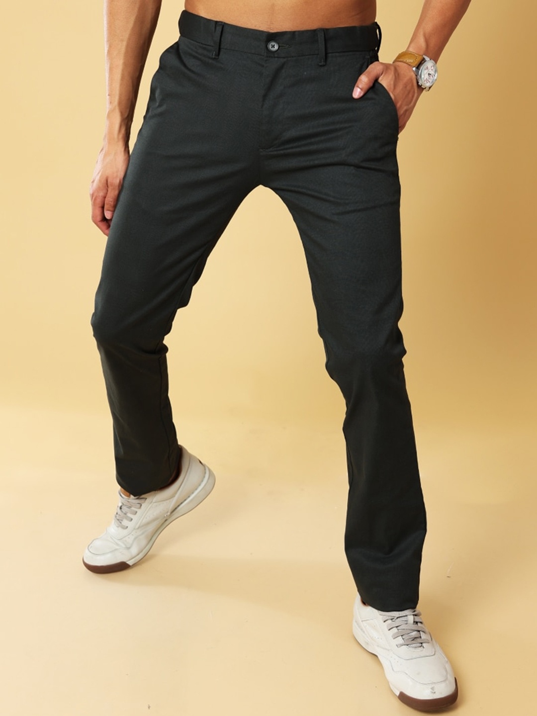 

Melvin Jones Men Comfort Mid-Rise Trouser, Olive