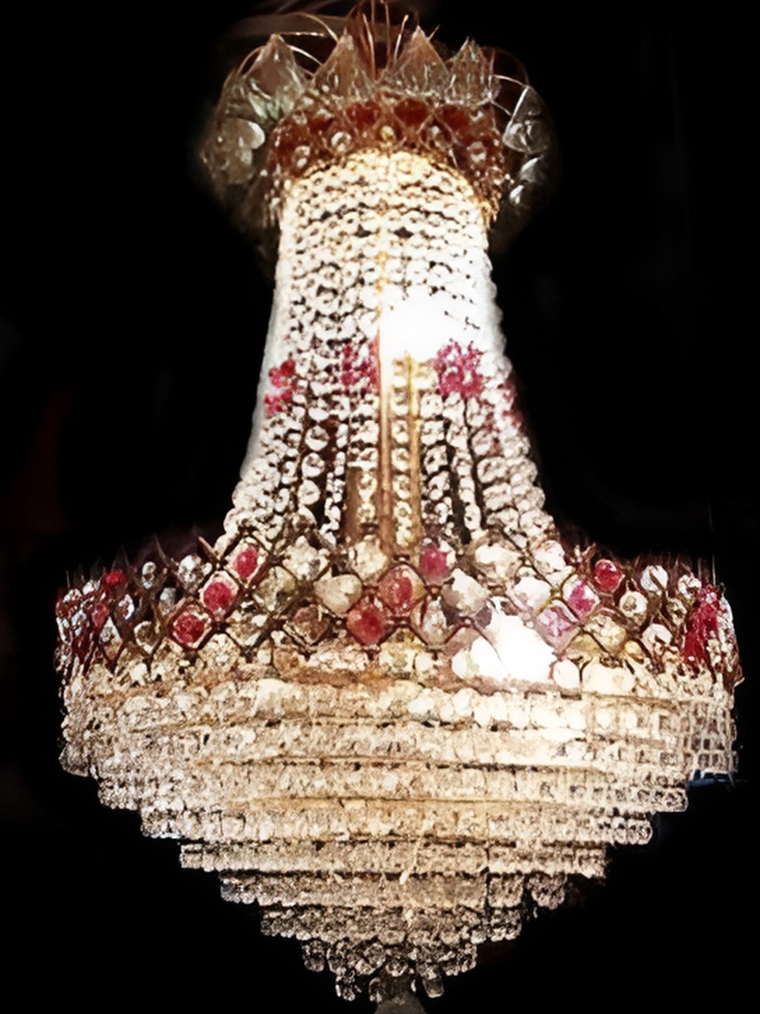 

SHRI MAHAL ANTIQUES Gold Toned Crystal Jhumar Ceiling Lamp