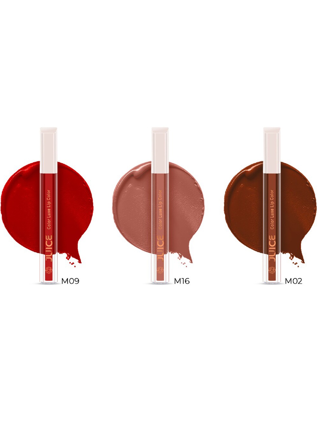 

JUICE Set Of 3 Color Luxe Long Lasting SPF 15 Liquid Lipstick 2.5ml - Shades M02-M09-M16, Red